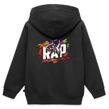 rap - Sweat Premium à capuche zippé enfant bio - noir - Dos - AI Model Kid Male (0cm)