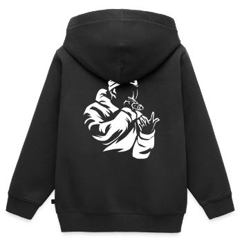 rap - Sweat Premium à capuche zippé enfant bio - noir - Dos - AI Model Kid Male (0cm)
