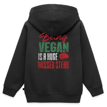 Grillen Steak - Kinder Premium Organic Zip Hoodie - Schwarz - Hinten - AI Model Kid Male (0cm)
