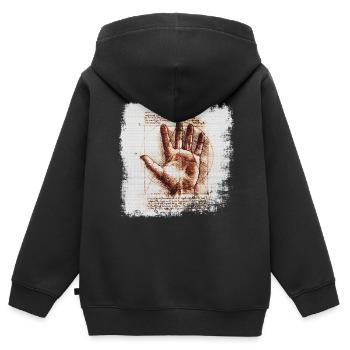 Léonard de Vinci - Sweat Premium à capuche zippé enfant bio - noir - Dos - AI Model Kid Male (0cm)