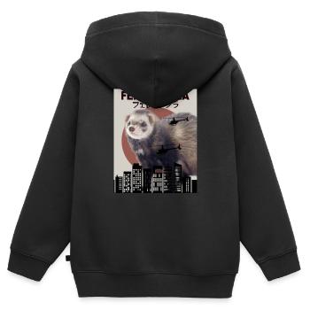Furet - Sweat Premium à capuche zippé enfant bio - noir - Dos - AI Model Kid Male (0cm)