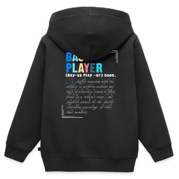 Bass Player Un musicien qualifié avec capacité - Sweat Premium à capuche zippé enfant bio - noir - Dos - AI Model Kid Male (0cm)