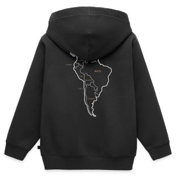 Moderne Landkarte von Südamerika - Kinder Premium Organic Zip Hoodie - Schwarz - Hinten - AI Model Kid Male (0cm)