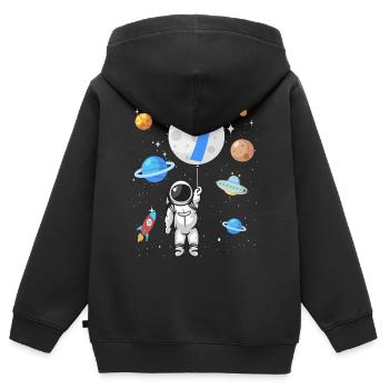 Astronaute fusée 7ème anniversaire de l’espace 7 ans - Sweat Premium à capuche zippé enfant bio - noir - Dos - AI Model Kid Male (0cm)
