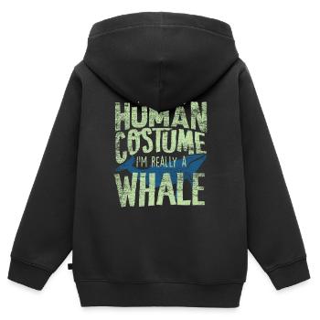 Wal - Kinder Premium Organic Zip Hoodie - Schwarz - Hinten - AI Model Kid Male (0cm)