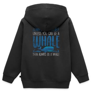 whale - Kids Premium Organic Zip-up Hoodie - black - Back - AI Model Kid Male (0cm)