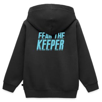 Gardien de but - Sweat Premium à capuche zippé enfant bio - noir - Dos - AI Model Kid Male (0cm)