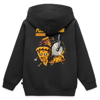 Lustiges Pizza Shirt | Pizzaschneider | Pizza Fan - Kinder Premium Organic Zip Hoodie - Schwarz - Hinten - AI Model Kid Male (0cm)