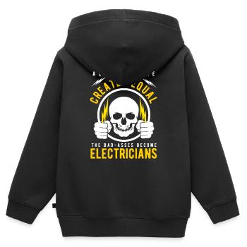Électricien électricien - Sweat Premium à capuche zippé enfant bio - noir - Dos - AI Model Kid Male (0cm)