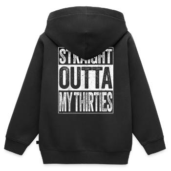 straight outta my thirties - Kinder Premium Organic Zip Hoodie - Schwarz - Hinten - AI Model Kid Male (0cm)