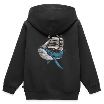 Wal Schiff Schifffahrt Segelschiff - Kinder Premium Organic Zip Hoodie - Schwarz - Hinten - AI Model Kid Male (0cm)