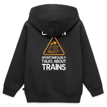 Train - Sweat Premium à capuche zippé enfant bio - noir - Dos - AI Model Kid Male (0cm)