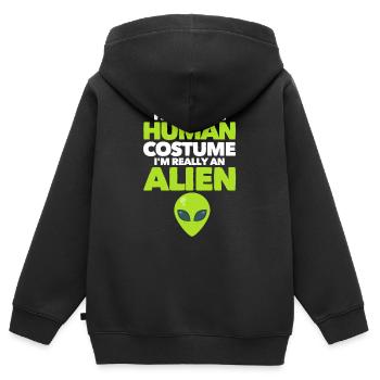 Alien - Kinder Premium Organic Zip Hoodie - Schwarz - Hinten - AI Model Kid Male (0cm)