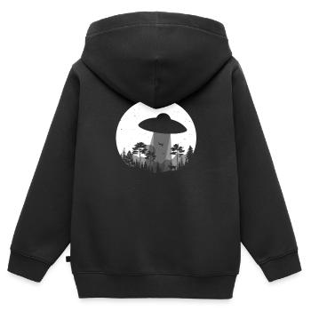 Ufo - Kinder Premium Organic Zip Hoodie - Schwarz - Hinten - AI Model Kid Male (0cm)