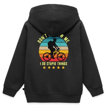 Fahrrad - Kinder Premium Organic Zip Hoodie - Schwarz - Hinten - AI Model Kid Male (0cm)