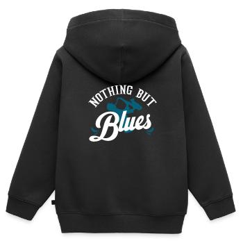 Blues - Kinder Premium Organic Zip Hoodie - Schwarz - Hinten - AI Model Kid Male (0cm)