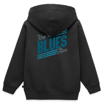Blues - Kinder Premium Organic Zip Hoodie - Schwarz - Hinten - AI Model Kid Male (0cm)