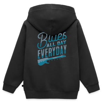 Blues - Kinder Premium Organic Zip Hoodie - Schwarz - Hinten - AI Model Kid Male (0cm)