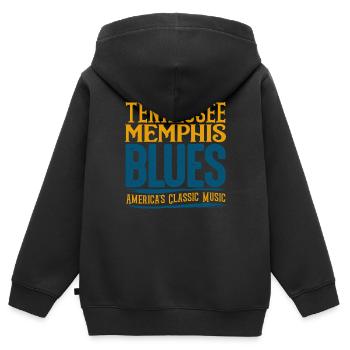 Blues - Kinder Premium Organic Zip Hoodie - Schwarz - Hinten - AI Model Kid Male (0cm)