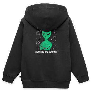 Alien - Kids Premium Organic Zip-up Hoodie - black - Back - AI Model Kid Male (0cm)