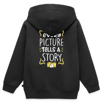 Kamera - Kinder Premium Organic Zip Hoodie - Schwarz - Hinten - AI Model Kid Male (0cm)