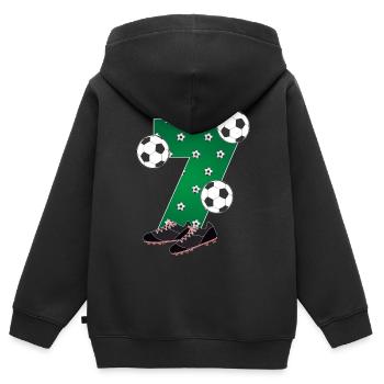 Fußball 7. Geburtstag Fußballer 7 Jahre Kinder - Kinder Premium Organic Zip Hoodie - Schwarz - Hinten - AI Model Kid Male (0cm)