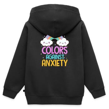 Anxiety Angst Depressiv Ängstlich Geschenk - Kinder Premium Organic Zip Hoodie - Schwarz - Hinten - AI Model Kid Male (0cm)