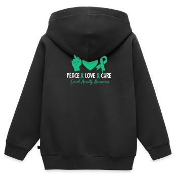 Angst Ängstlich Anxiety Ängstlichkeit Geschenk - Kinder Premium Organic Zip Hoodie - Schwarz - Hinten - AI Model Kid Male (0cm)