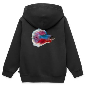 Siamesischer Kampffisch Kafi Aquarienfisch - Kinder Premium Organic Zip Hoodie - Schwarz - Hinten - AI Model Kid Male (0cm)