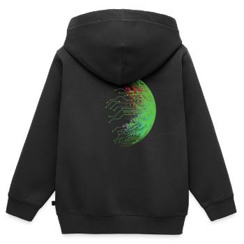 Binary code - Kids Premium Organic Zip-up Hoodie - black - Back - AI Model Kid Male (0cm)