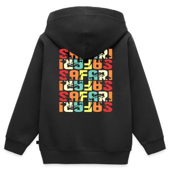 Safari - Kinder Premium Organic Zip Hoodie - Schwarz - Hinten - AI Model Kid Male (0cm)