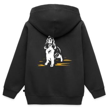 English Springer Spaniel - Kinder Premium Organic Zip Hoodie - Schwarz - Hinten - AI Model Kid Male (0cm)