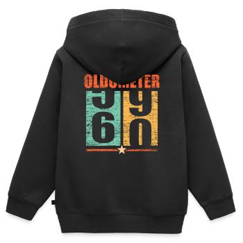 60e anniversaire - Sweat Premium à capuche zippé enfant bio - noir - Dos - AI Model Kid Male (0cm)