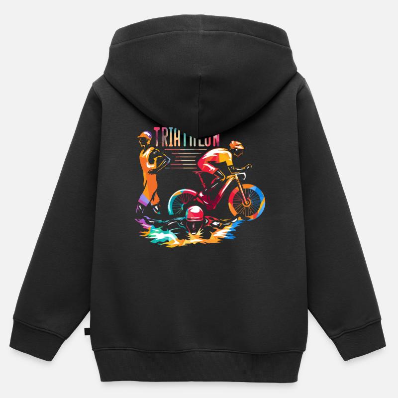 Triathlon - Sweat Premium à capuche zippé enfant bio - noir