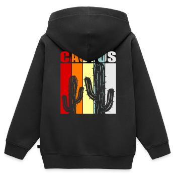Kaktus - Kinder Premium Organic Zip Hoodie - Schwarz - Hinten - AI Model Kid Male (0cm)