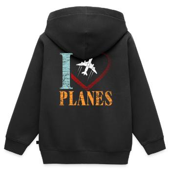 Avion - Sweat Premium à capuche zippé enfant bio - noir - Dos - AI Model Kid Male (0cm)