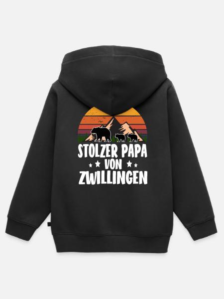 Zwillinge Papa Zwillingspapa - Kinder Premium Organic Zip Hoodie - Schwarz