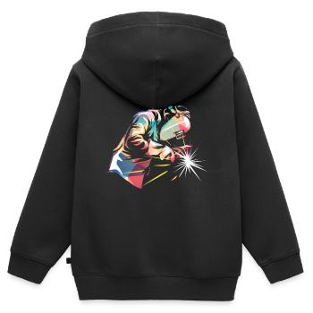 Schweißer-Schweißen - Kinder Premium Organic Zip Hoodie - Schwarz - Hinten - AI Model Kid Male (0cm)