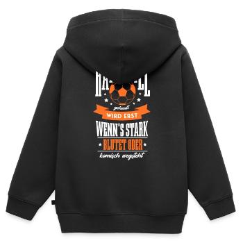 Joueur de handball Handball joueur de handball disant - Sweat Premium à capuche zippé enfant bio - noir - Dos - AI Model Kid Male (0cm)
