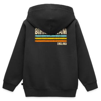Birmingham Angleterre - Sweat Premium à capuche zippé enfant bio - noir - Dos - AI Model Kid Male (0cm)