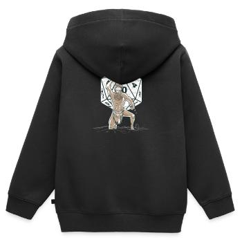 RPG Pen and Paper RPG GAMER cube Dice Dieu - Sweat Premium à capuche zippé enfant bio - noir - Dos - AI Model Kid Male (0cm)