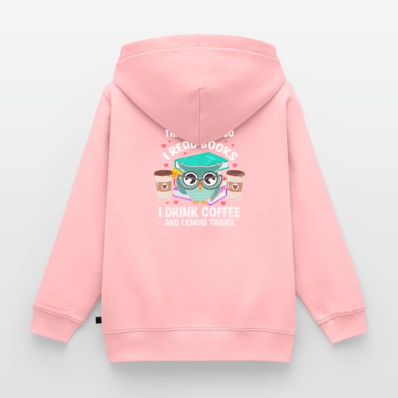 Kaffee Koffein Lesen Bücher Buch Eule Geschenk Kinder Premium Organic Zip Hoodie