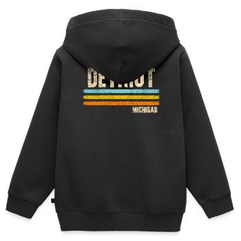 Detroit Michigan - Kinder Premium Organic Zip Hoodie - Schwarz - Hinten - AI Model Kid Male (0cm)