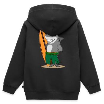 Surfender Hai - Kinder Premium Organic Zip Hoodie - Schwarz - Hinten - AI Model Kid Male (0cm)