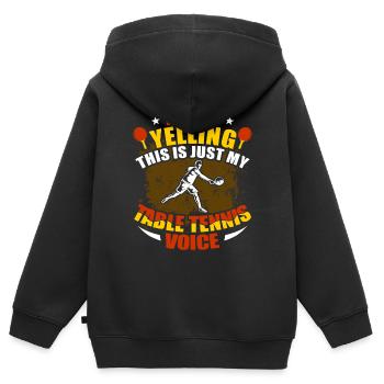 Tischtennis - Kinder Premium Organic Zip Hoodie - Schwarz - Hinten - AI Model Kid Male (0cm)