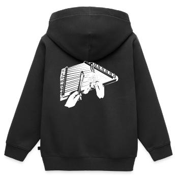 Planche à découper - Sweat Premium à capuche zippé enfant bio - noir - Dos - AI Model Kid Male (0cm)