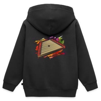 Planche à découper - Sweat Premium à capuche zippé enfant bio - noir - Dos - AI Model Kid Male (0cm)