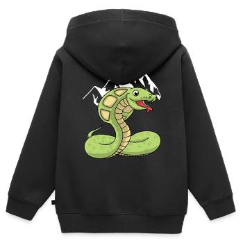 Montagnes désert serpent boa cobra sauvage animal nature - Sweat Premium à capuche zippé enfant bio - noir - Dos - AI Model Kid Male (0cm)