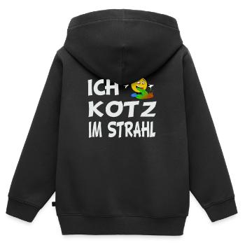 Ich kotz im Strahl Launig Genervt schlechte Laune - Kinder Premium Organic Zip Hoodie - Schwarz - Hinten - AI Model Kid Male (0cm)