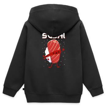 Japan - Kinder Premium Organic Zip Hoodie - Schwarz - Hinten - AI Model Kid Male (0cm)